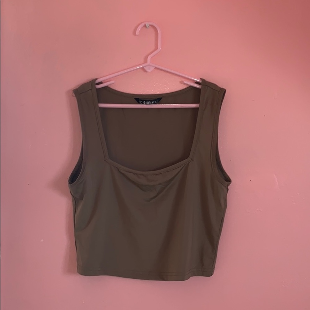 nude brown crop top